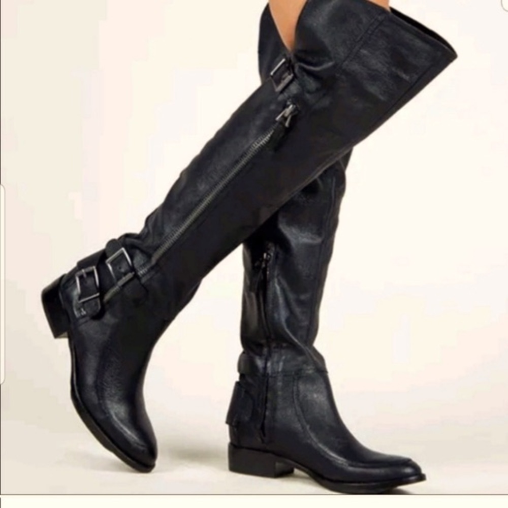 Sam Edelman Paulina Black Leather over the knee Riding Boots 6